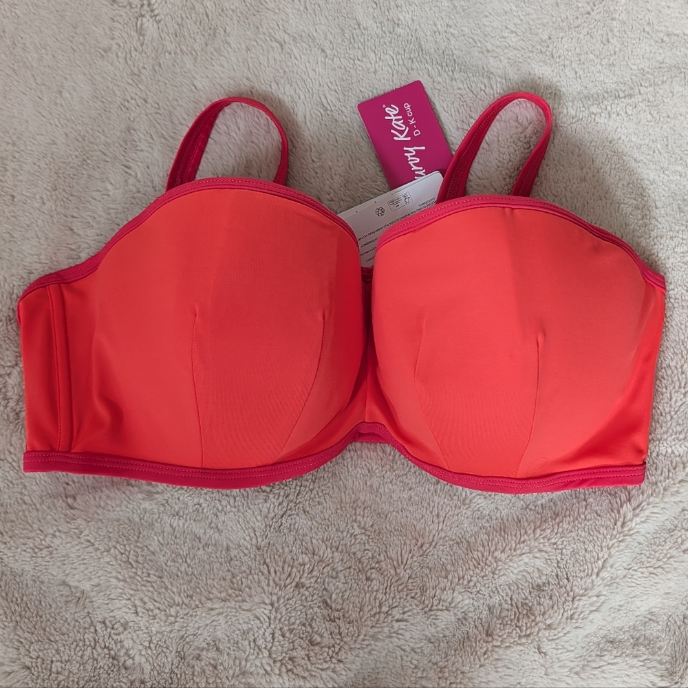 Curvy Kate logoMinimalist Bandeau Strapless Multiway Bikini Top Coral 38F